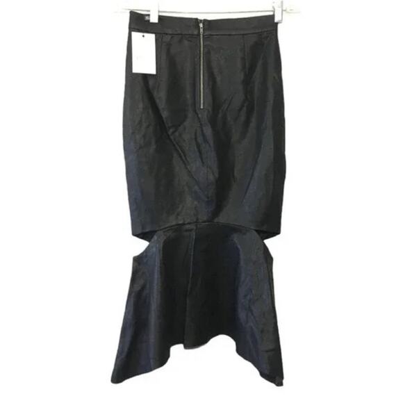 Bardot Women’s Black Faux Leather Zip Cut Outs Midi Milano Skirt Size 4/XS - Picture 3 of 8